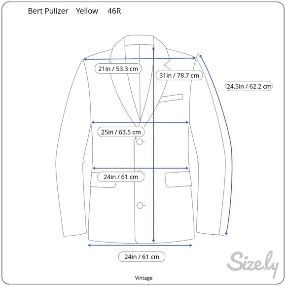 Bert Pulitzer Signature Collection Vintage Mens Yellow Silk Blazer Jacket 46R - Picture 8 of 11
